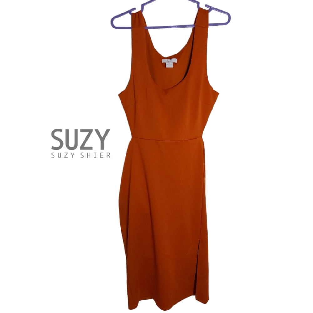 Suzy Shier Orange Open Back Dress